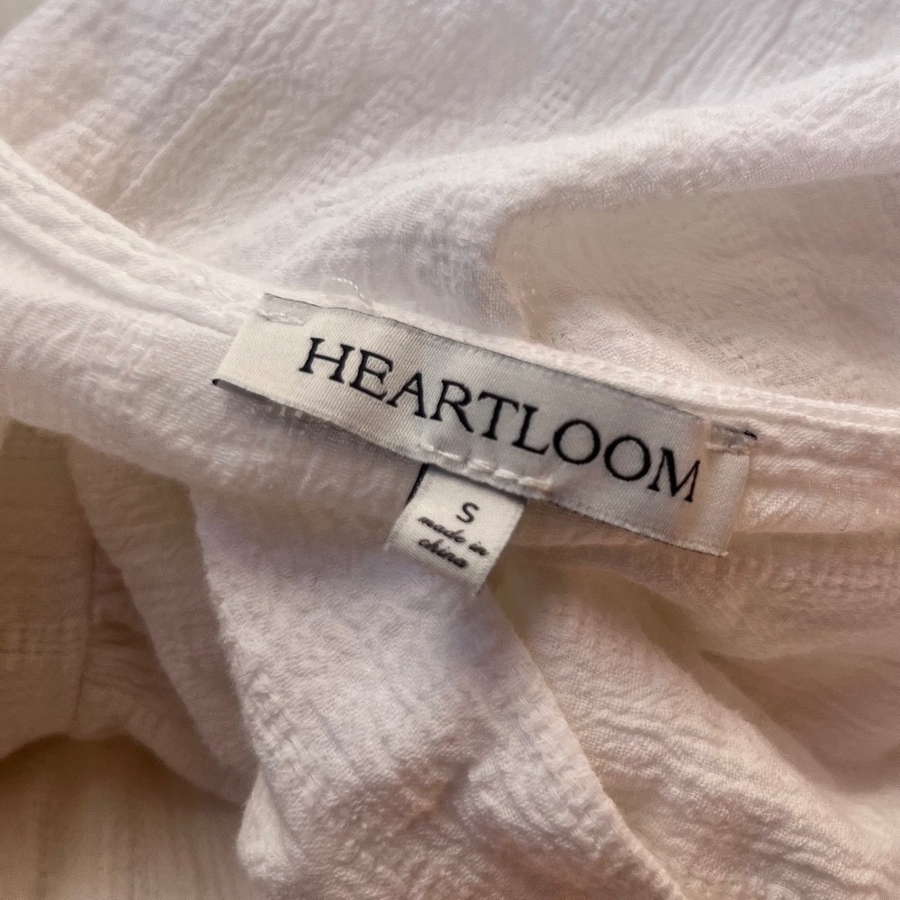 Heartloom White Eyelet Hem Midi Dress Gauze Button Front V-Neck Sleeveless Small - Picture 7 of 8